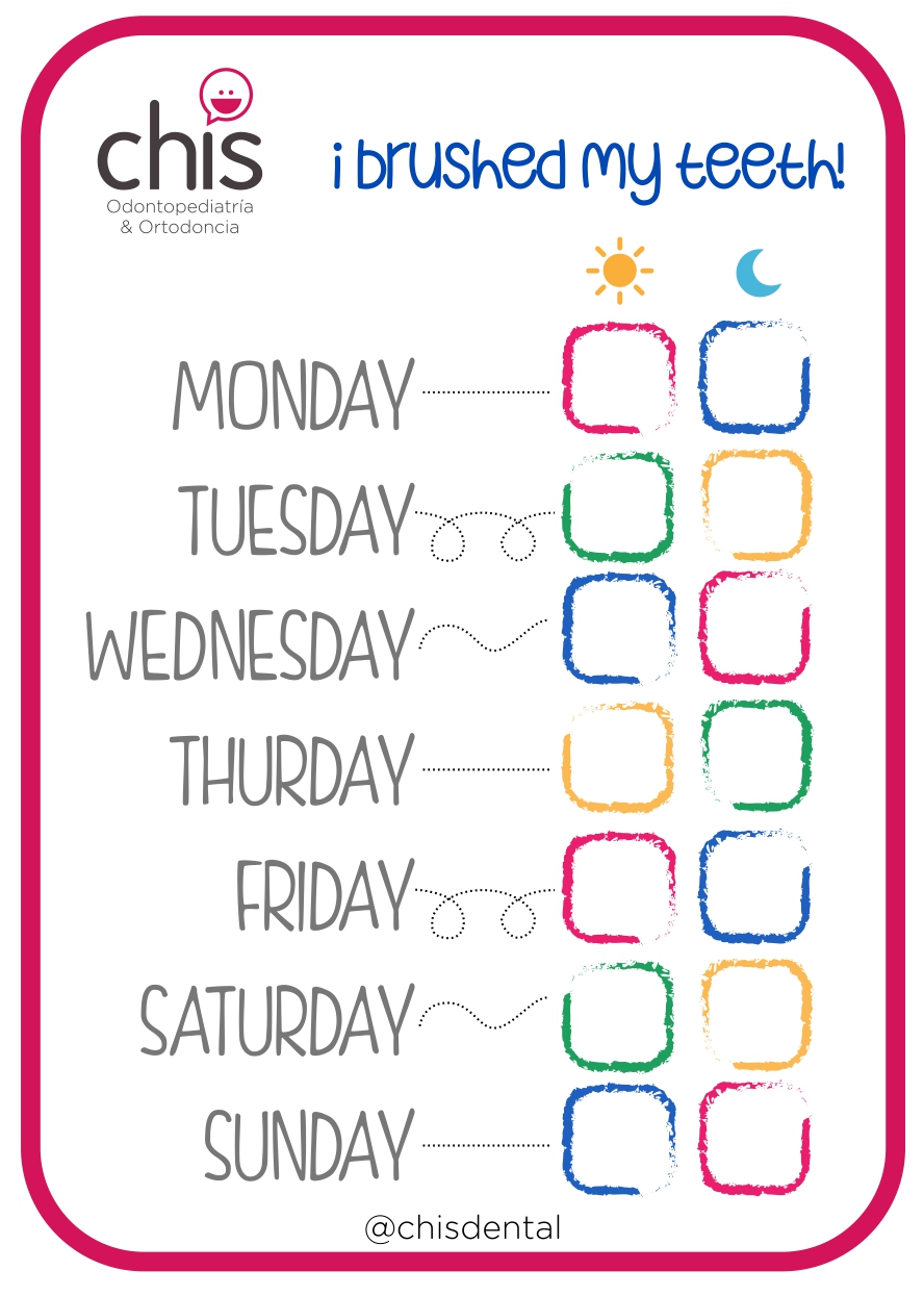 Calendario de cepillado (imprimible) - Chis dental